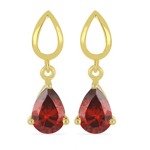 BUY REAL GARNET GEMSTONE STYLISH BRASS EARRINGS